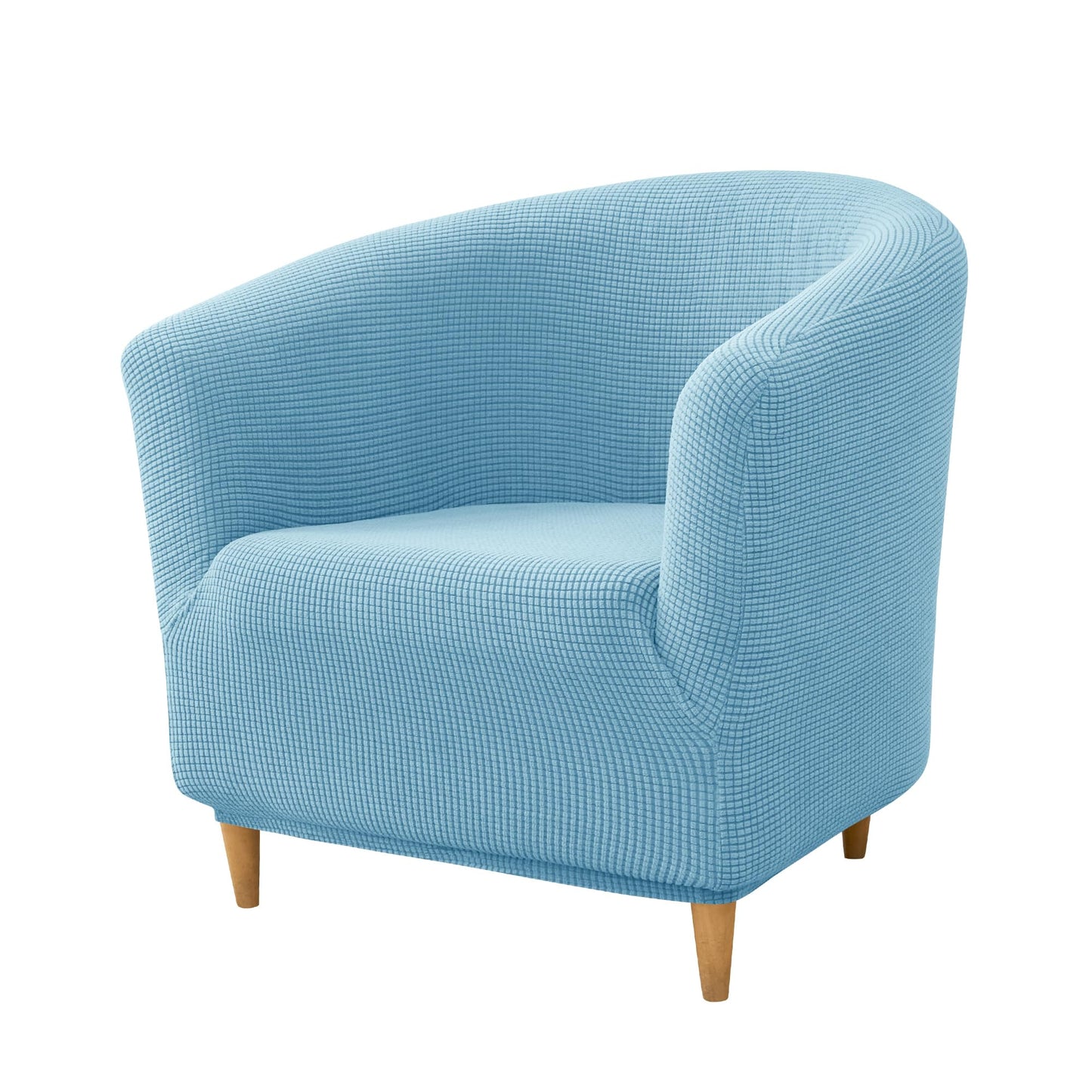 PENDEJATO Stretch Tub Chair Covers, 1-Piece Club Chair Slipcover Soft Jacquard Barrel Chair Cover Armchair Slipcovers Furniture Protector for Living Room (Light Blue)
