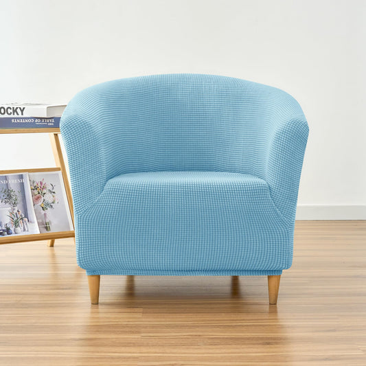 PENDEJATO Stretch Tub Chair Covers, 1-Piece Club Chair Slipcover Soft Jacquard Barrel Chair Cover Armchair Slipcovers Furniture Protector for Living Room (Light Blue)