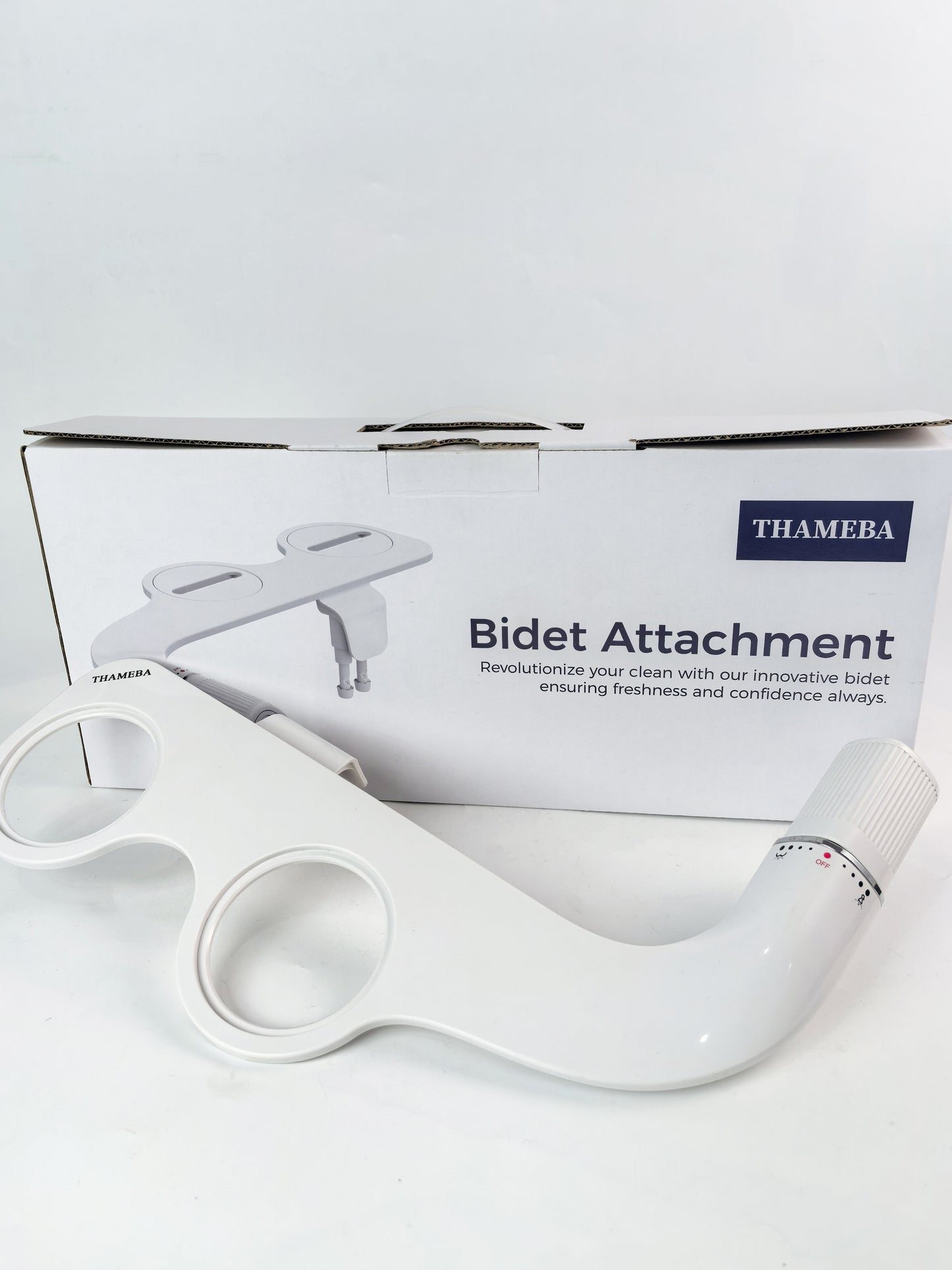 THAMEBA Bidet Attachment for Toilet,  Ultra-Slim Bidet Attachment(Frontal & Rear Wash), Adjustable Cold Water Pressure and Stainless Steel Inlet, Dual Nozzle