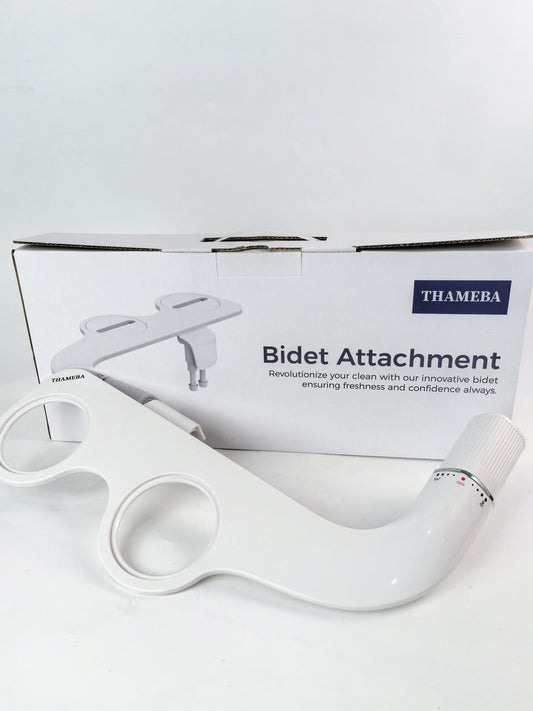 THAMEBA Bidet Attachment for Toilet,  Ultra-Slim Bidet Attachment(Frontal & Rear Wash), Adjustable Cold Water Pressure and Stainless Steel Inlet, Dual Nozzle