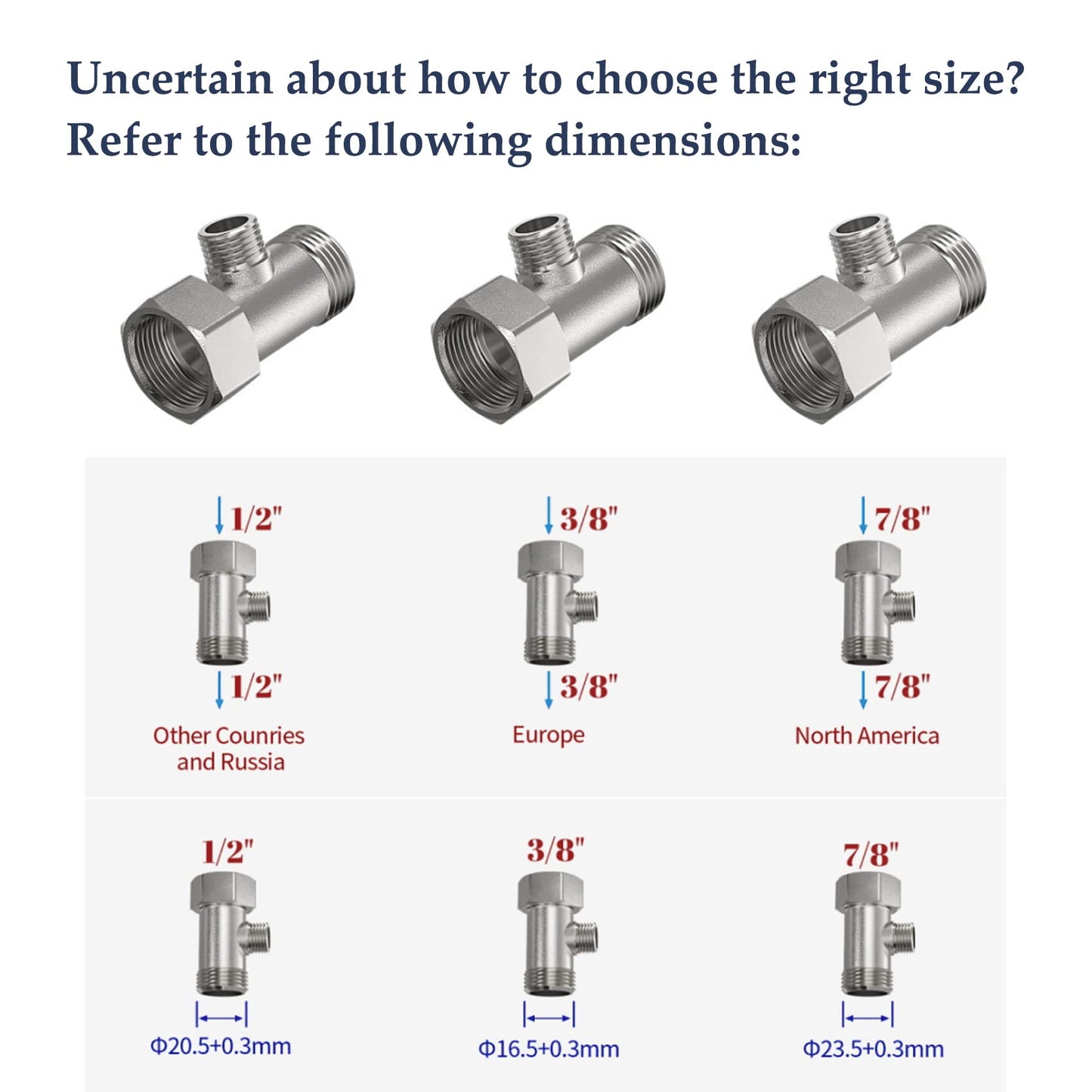 BIGCOW Bidet Installation Accessories Set, Contains 3/8" Stainless Steel T-Adapter, Teflon Tape, Circular Fixing Plates With Rubber Gaskets * 2, Cold Water Connection Metal Braided Hose