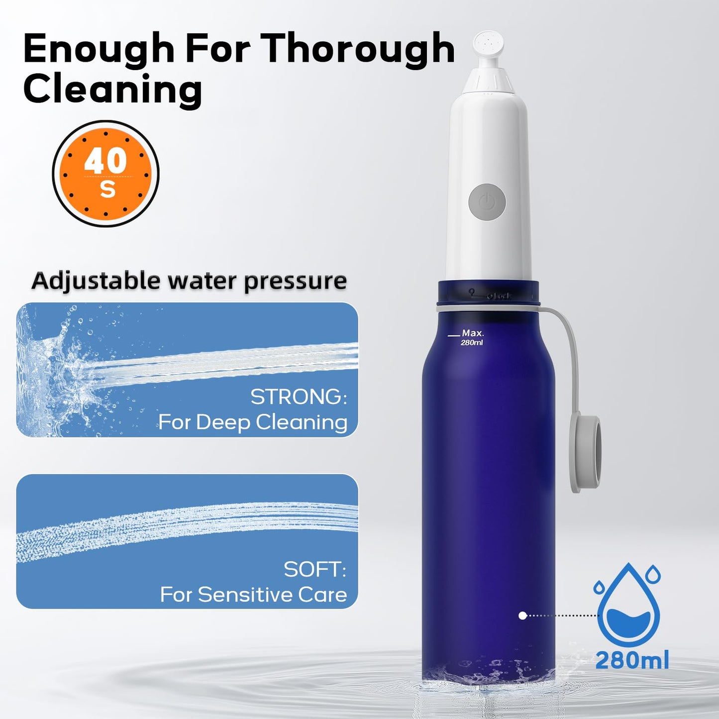 BIGCOW Portable Travel Bidet, Electric with 3 Spray Modes, IPX7 Waterproof ＆ Rechargeable, Mini Bidet Toilet Water Sprayer for Personal Hygiene, Postnatal Care, Perineal & Hemorrhoid
