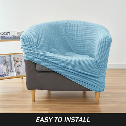 PENDEJATO Stretch Tub Chair Covers, 1-Piece Club Chair Slipcover Soft Jacquard Barrel Chair Cover Armchair Slipcovers Furniture Protector for Living Room (Light Blue)
